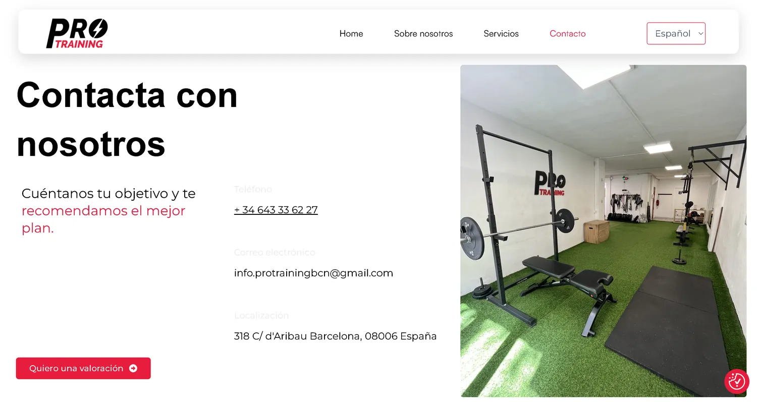 Pro Training — diseño web por Simbiosi Studio