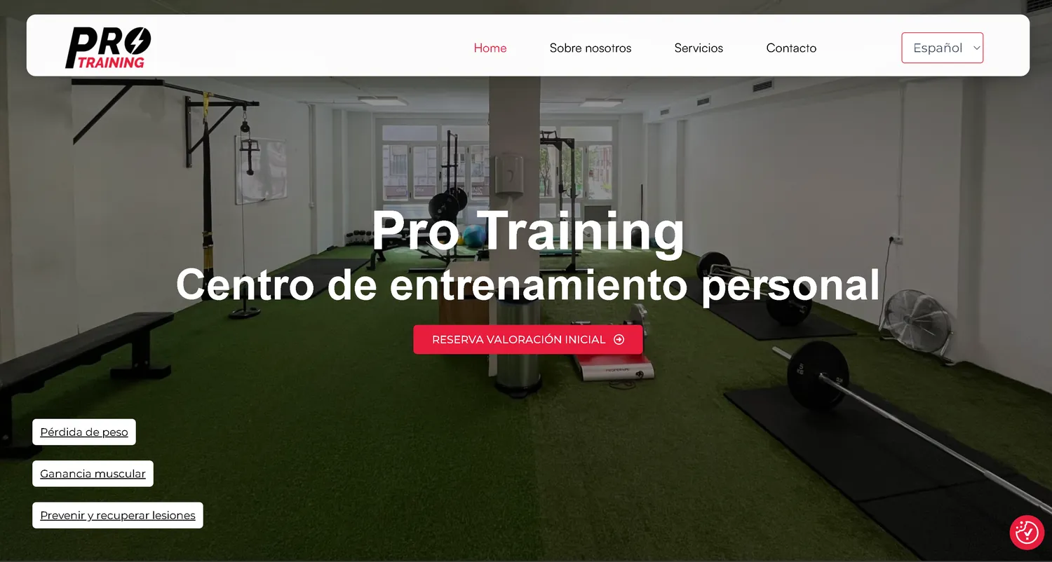 Pro Training — diseño web, Simbiosi Studio
