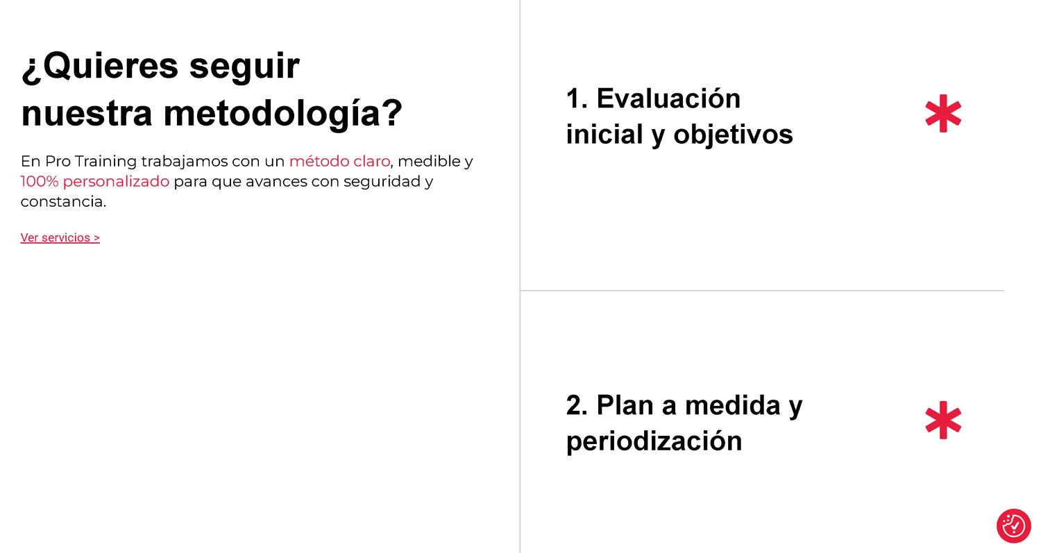 Pro Training — diseño web, Simbiosi Studio